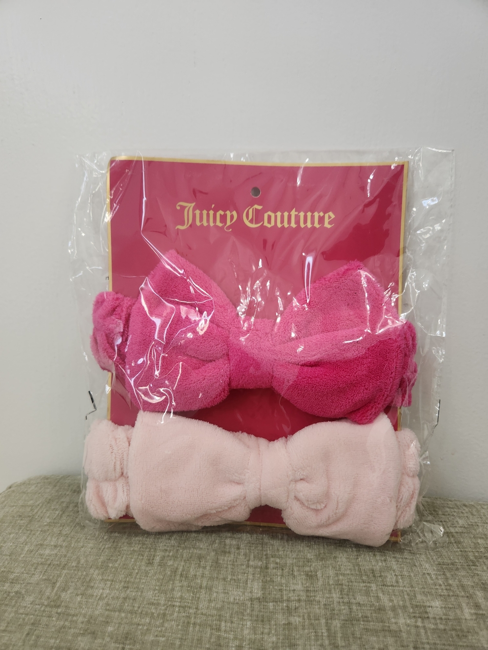 Juicy Couture Plush Bow Headband Duo in Hot Pink & Light Pink